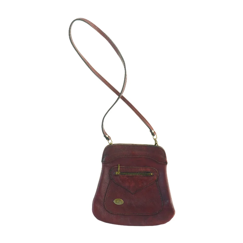 Retro Rød læder Crossbody Vintage skuldertaske (str. 22 x 22 cm)