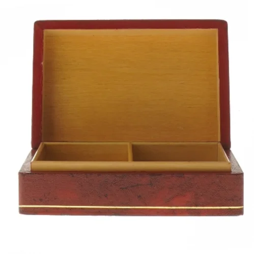 Skakbrik Træ æske med læder & guld Læder (str. 4,5x9,5x14 cm)