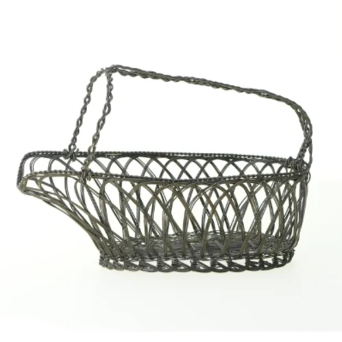 Fil de fer Metal flet kurv vinholder (str. 25 x 11 x 8 cm)