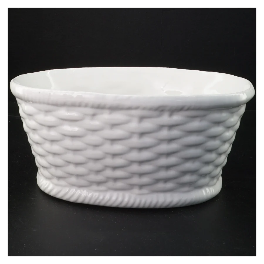 Hvid kurveflet porcelænsskål (str. 27 x 20 x 12 cm)