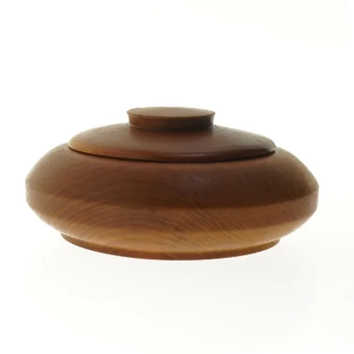 Teak Træskål med låg (str. 19 cm)