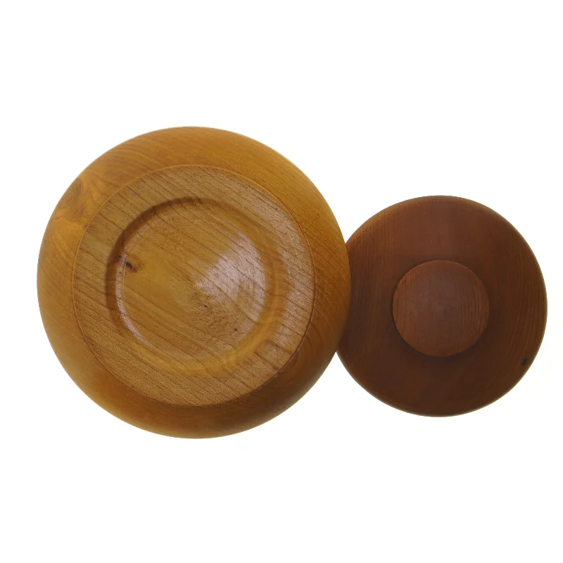 Teak Træskål med låg (str. 19 cm)