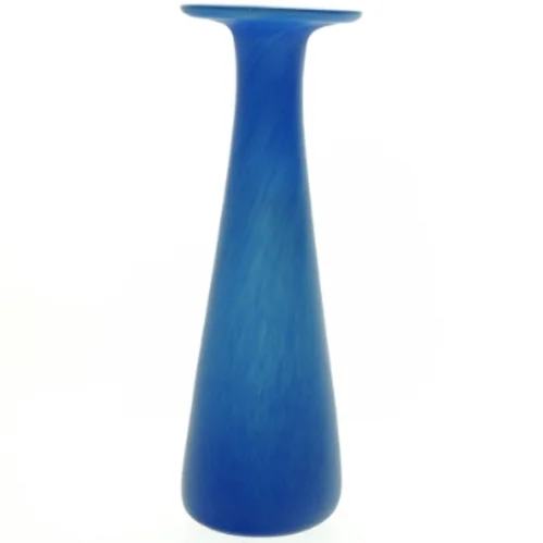 Mundblæst Blå Glas Vase med flot farvespil(str. 24 x 8 cm)