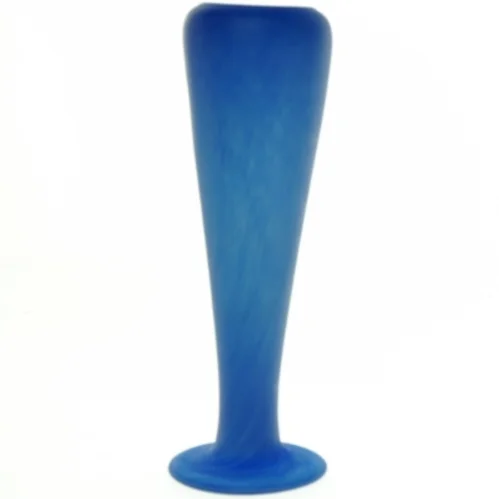 Mundblæst Blå Glas Vase med flot farvespil(str. 24 x 8 cm)