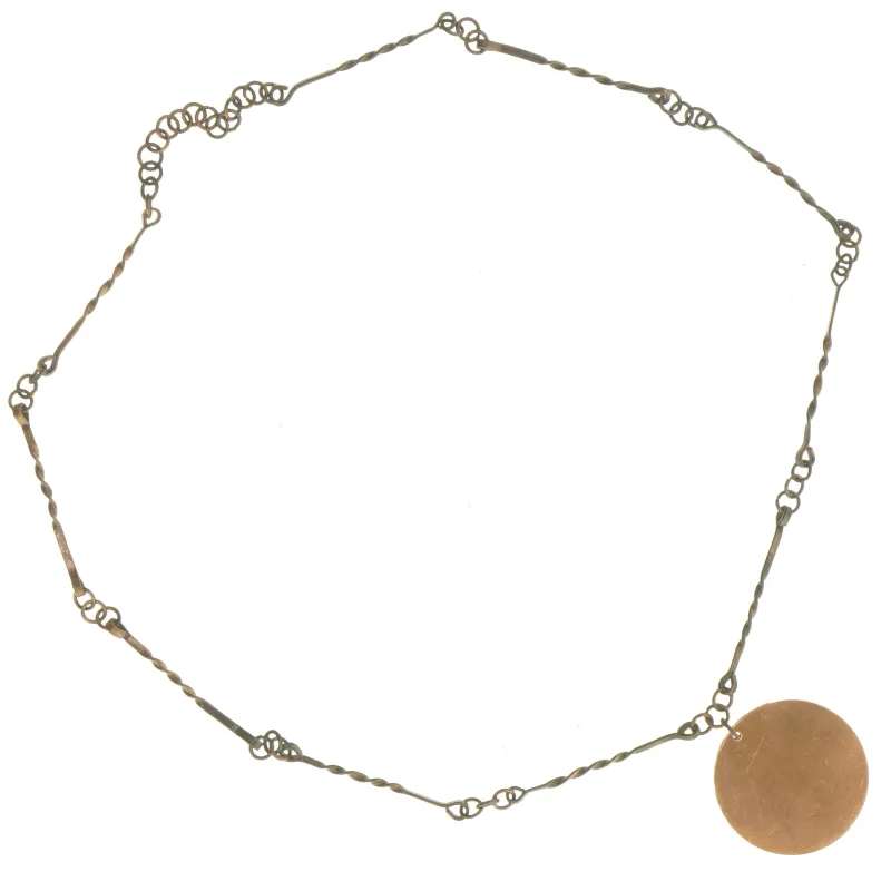 Halskæde med møntvedhæng (str. Ø 20 cm)