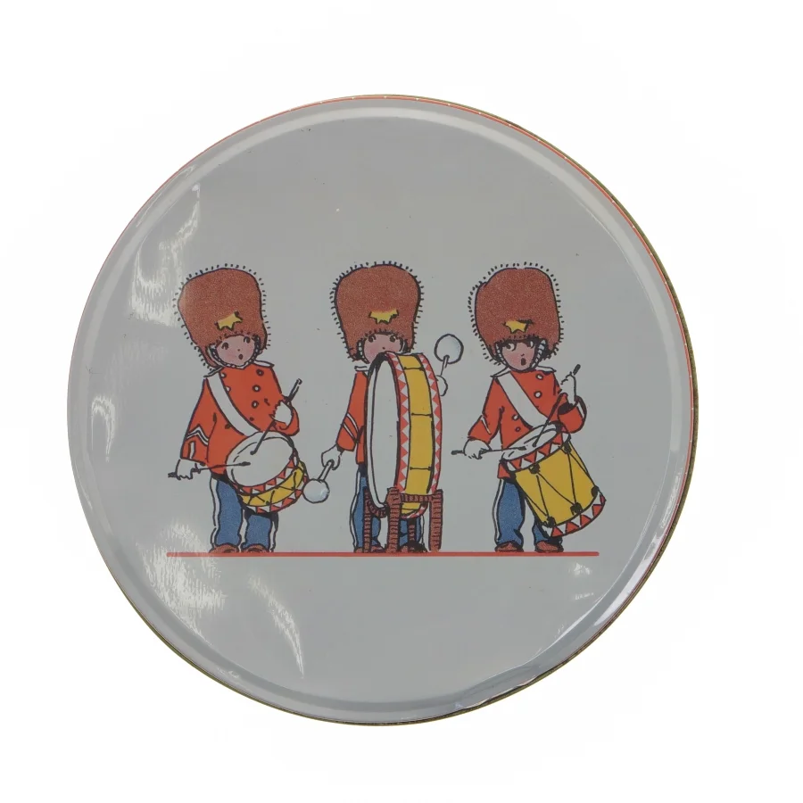 Rund dekorationsdåse med soldatmotiv (str. 20 x 9 cm)