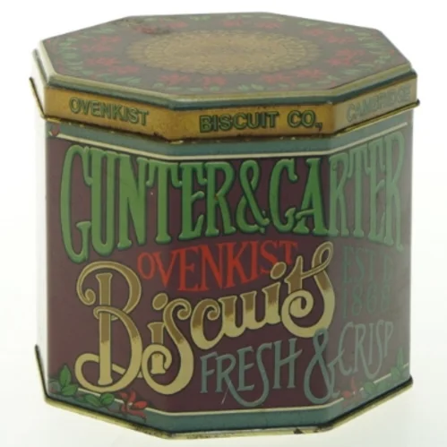 Vintage kagedåse fra Gunter & Carter (str. 10 cm. ø. 11 cm)