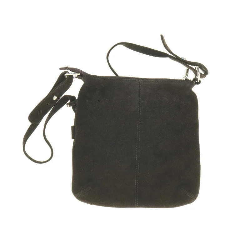Sort crossbody skuldertaske i blød ruskind fra Adax (str. 29 x 28 cm)