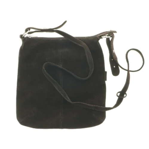 Sort crossbody skuldertaske i blød ruskind fra Adax (str. 29 x 28 cm)