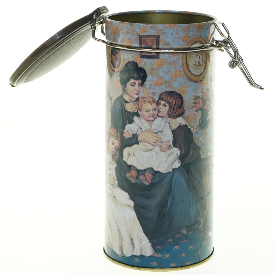 Dekorativ vintage dåse med låg (str. 18x8,5 cm)