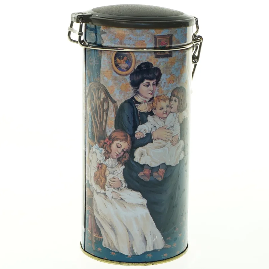 Dekorativ vintage dåse med låg (str. 18x8,5 cm)