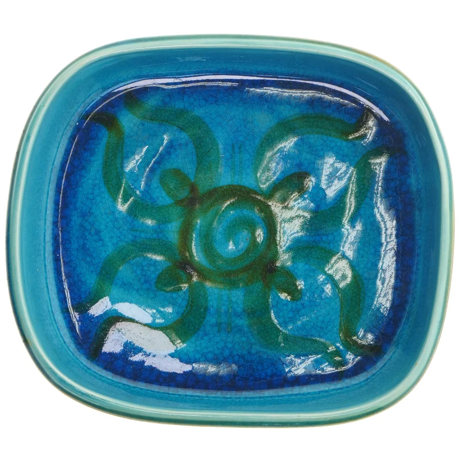 Søholm Keramisk fad med Turkis glasur (str. 28x24 cm)