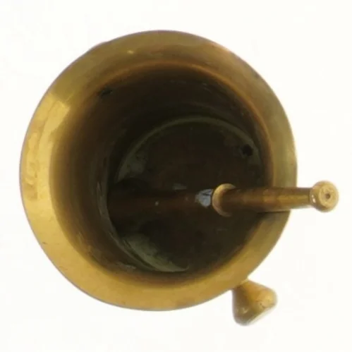 Morter og støder i messing (str. 7 cm)