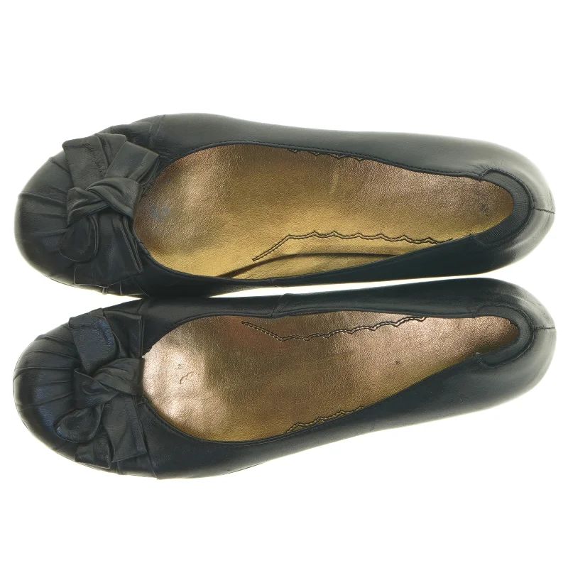 UBRUGTE Sorte Læder ballerina Sløjfe sko fra Hush Puppies (str. 41-42, 8)