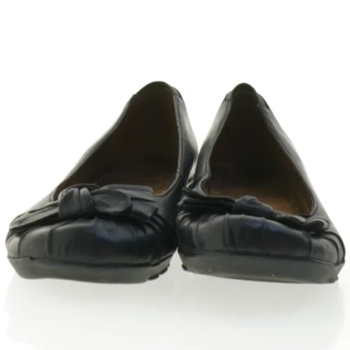 UBRUGTE Sorte Læder ballerina Sløjfe sko fra Hush Puppies (str. 41-42, 8)