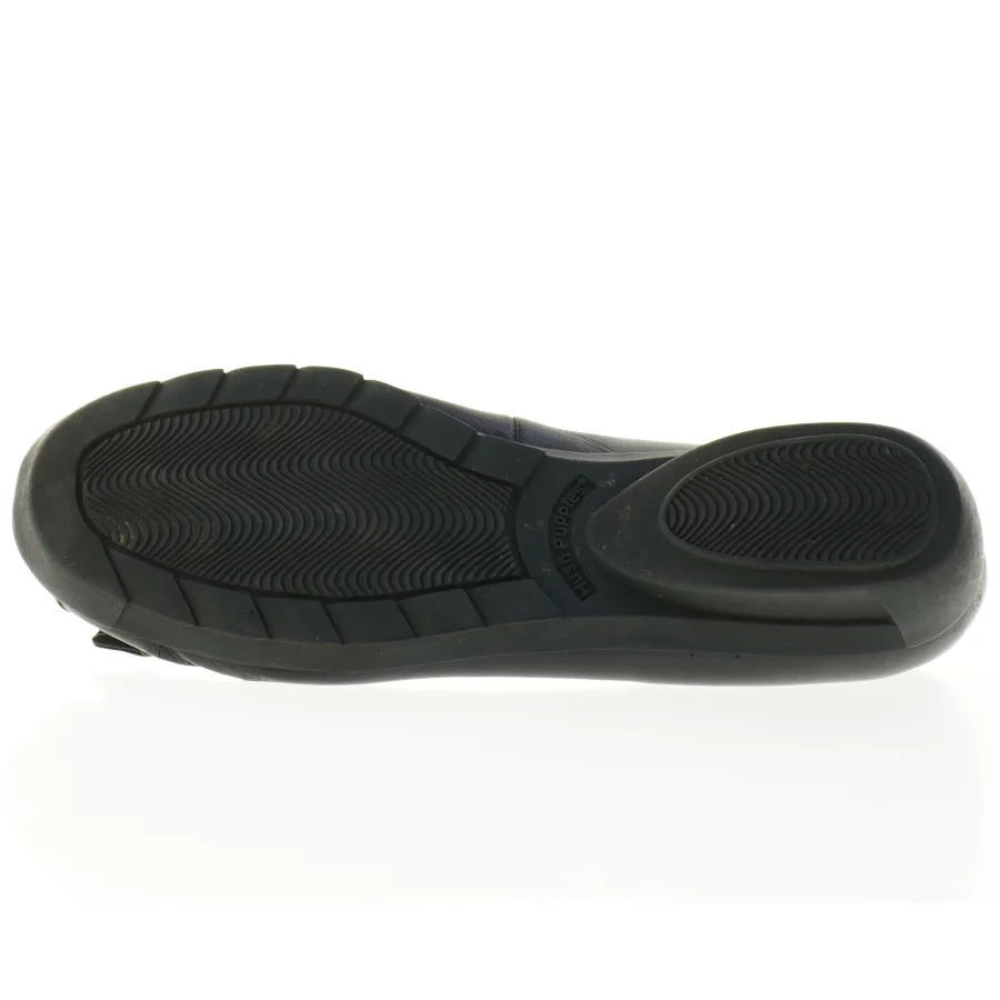 UBRUGTE Sorte Læder ballerina Sløjfe sko fra Hush Puppies (str. 41-42, 8)