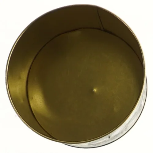 Dekorativ metalbeholder med låg (str. Ø 16x17 cm)