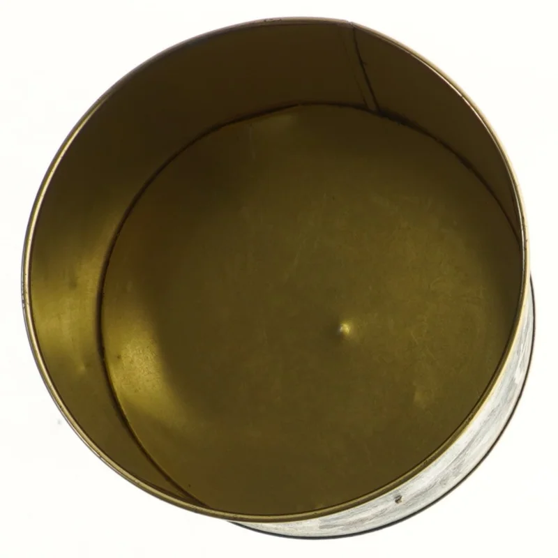 Dekorativ metalbeholder med låg (str. Ø 16x17 cm)