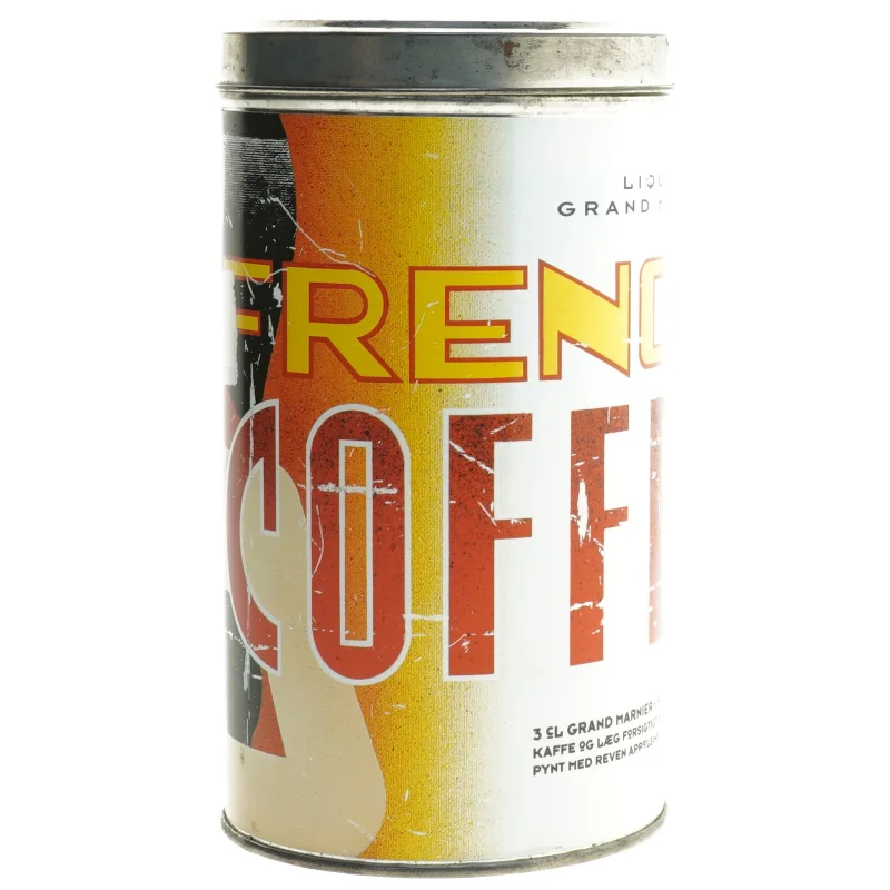 Retro kaffedåse med kvinde motiv (str. Ø 11 cm længde 20 cm)