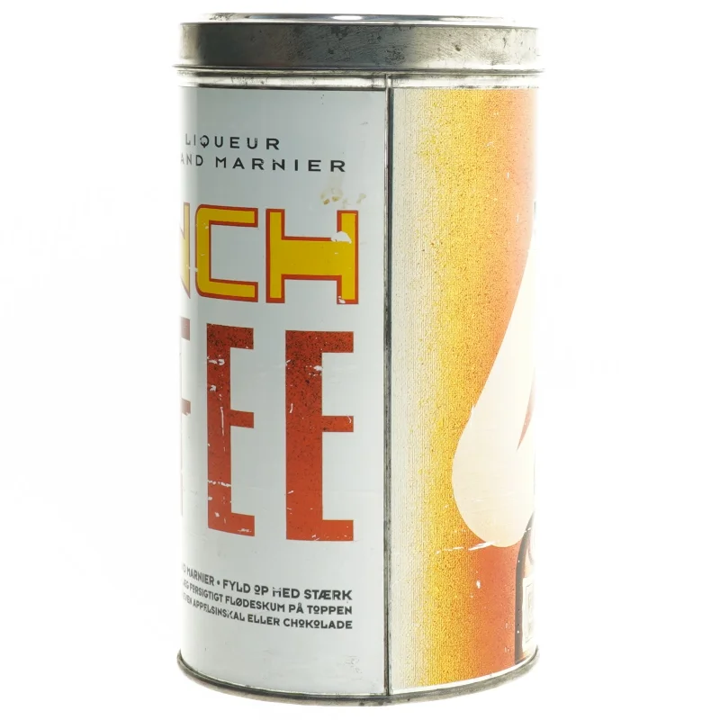 Retro kaffedåse med kvinde motiv (str. Ø 11 cm længde 20 cm)