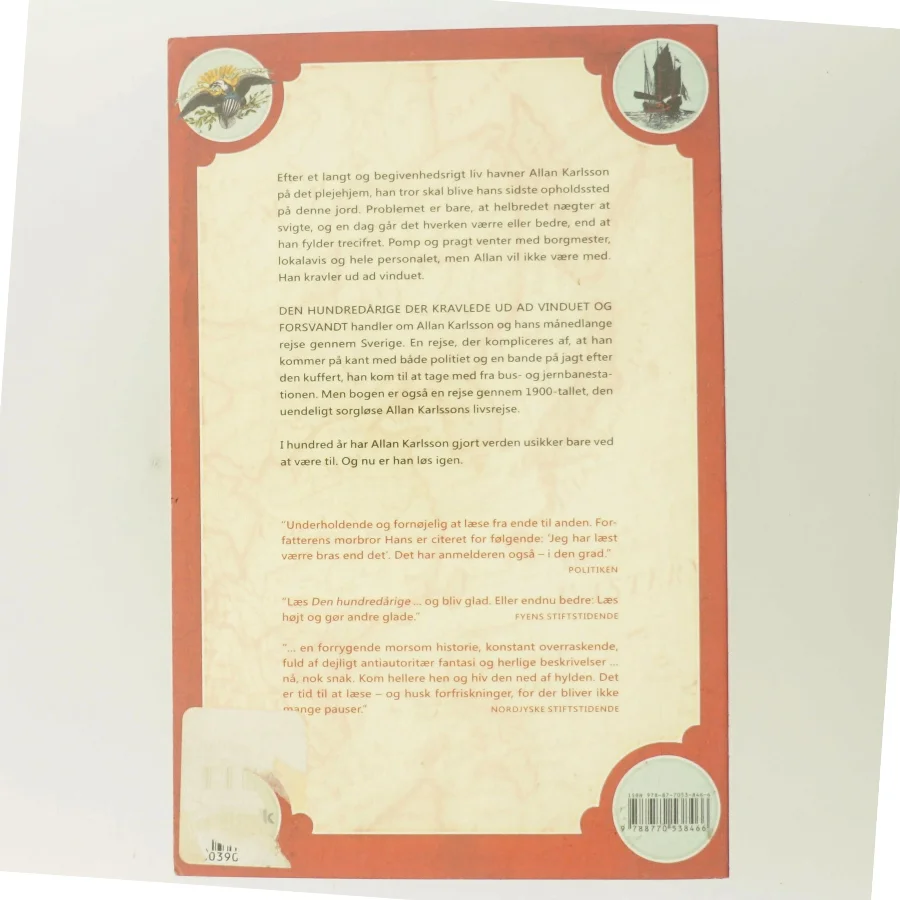 Den hundredårige der kravlede ud af vinduet og forsvandt af Jonas Jonasson (Bog)