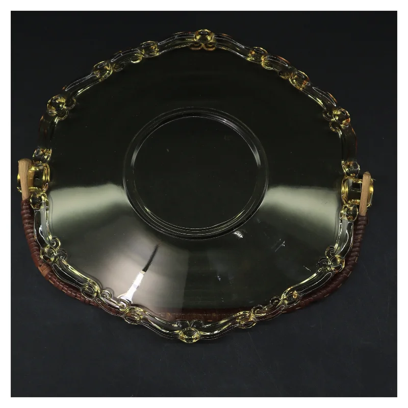 Glasfad med flet håndtag (str. Ø 20 cm)