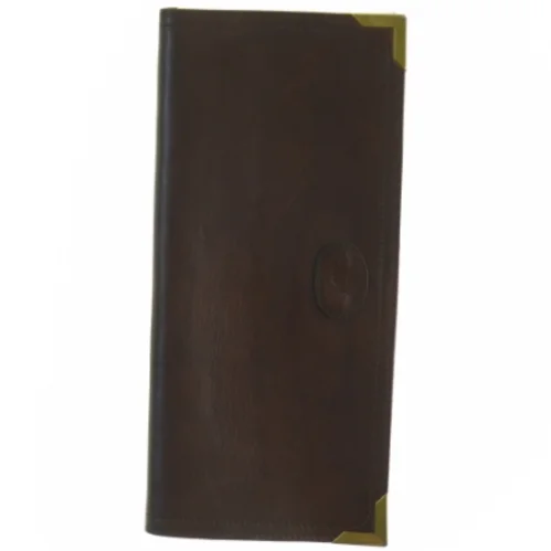 Brun Vintage læder Clutch med guld detaljer (str. 27 x 13 cm)