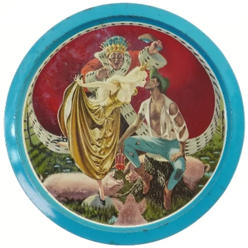 Vintage HC Andersen Svinedrengen serveringsbakke fra Ira (str. Ø 34 cm)