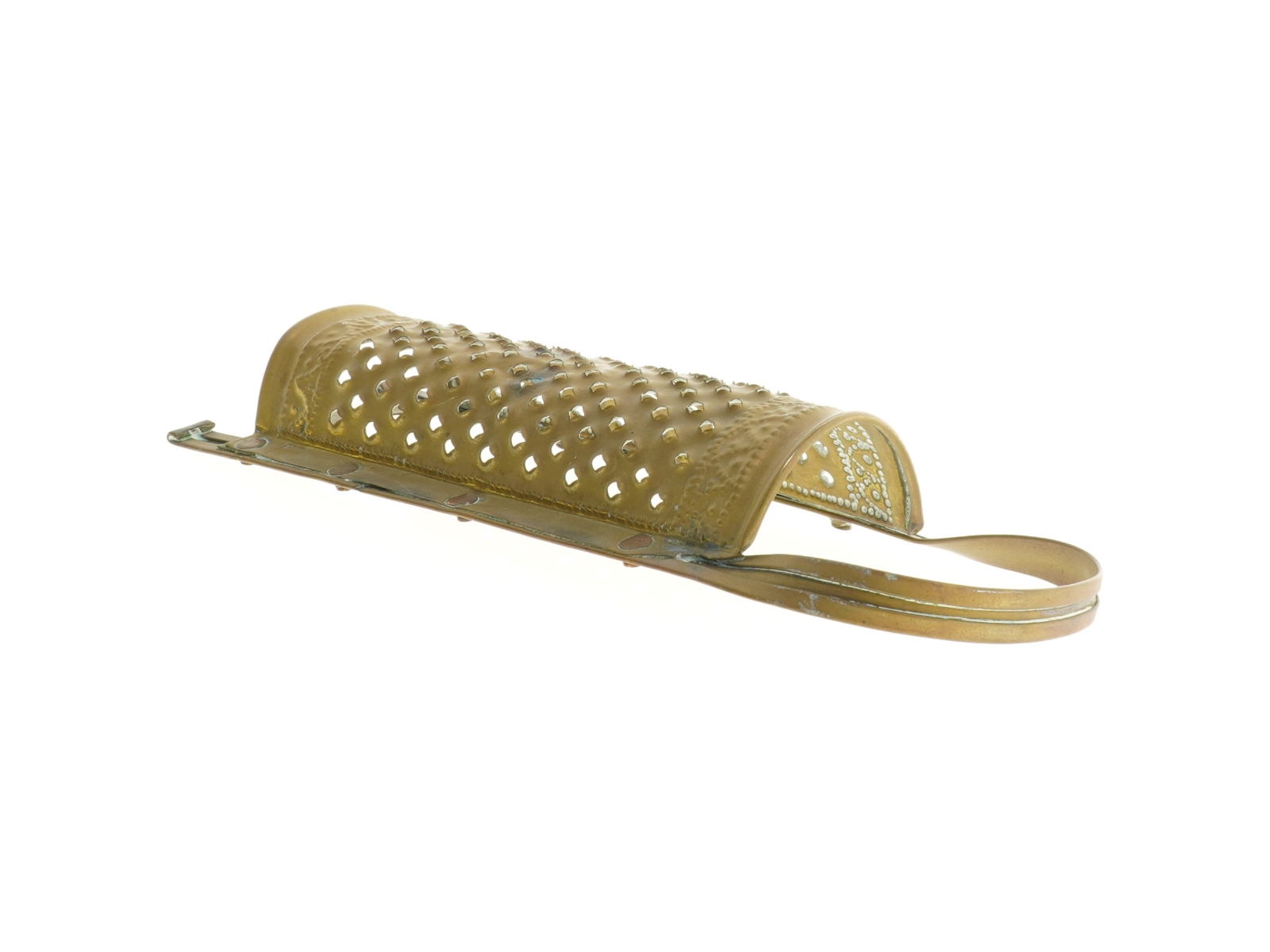 Antikt Rivejern kobber/messing (str. 29 x 10 cm)
