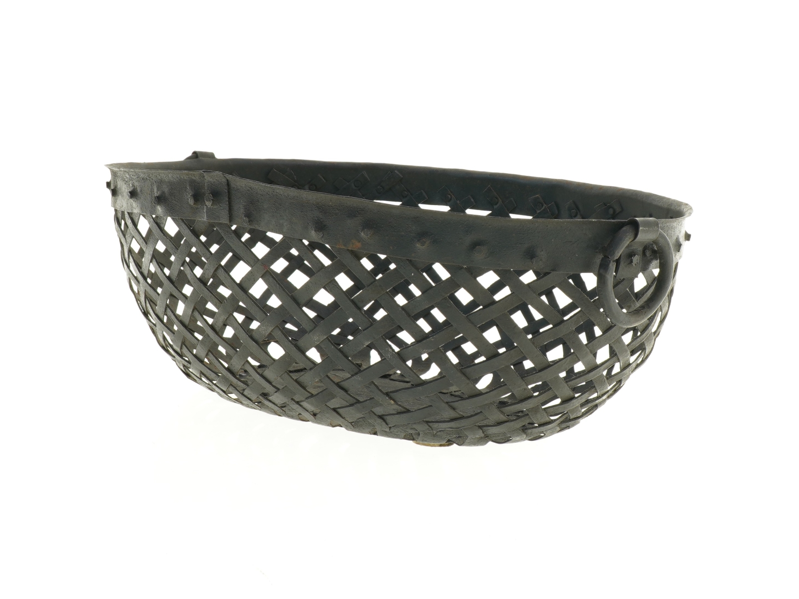 Smedejern Metal kurv med håndtag (str. 36 x 24 x 12 cm)