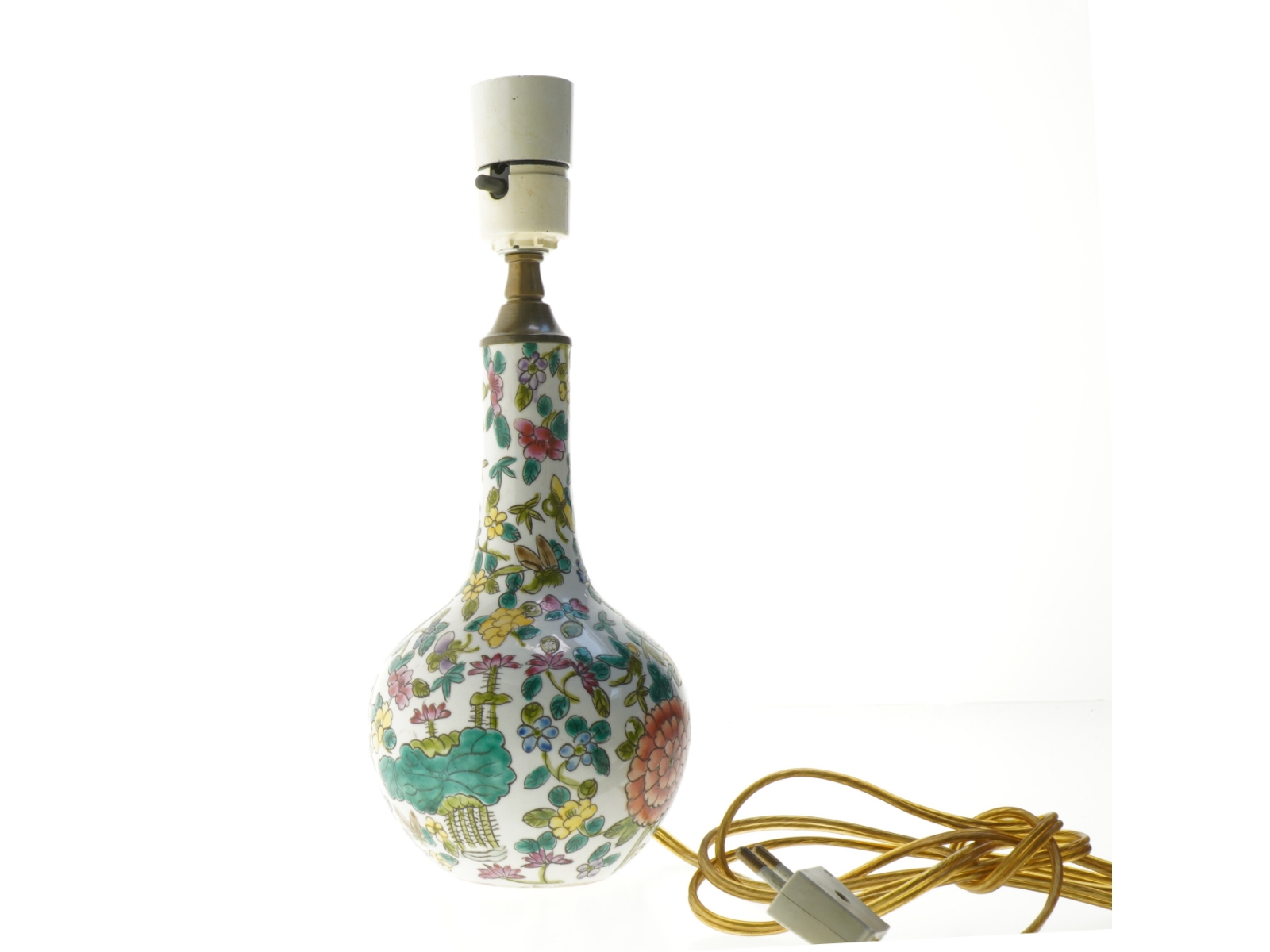 Bordlampe med blomstermønster (str. 31 cm)