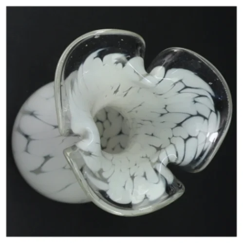 Mundblæst Marmoreret Glasvase med luftbobler (str. 27 x 9 komma 5 cm)