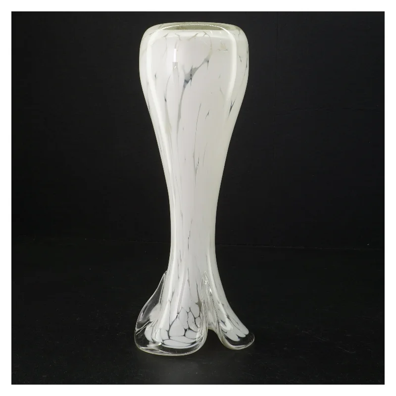 Mundblæst Marmoreret Glasvase med luftbobler (str. 27 x 9 komma 5 cm)