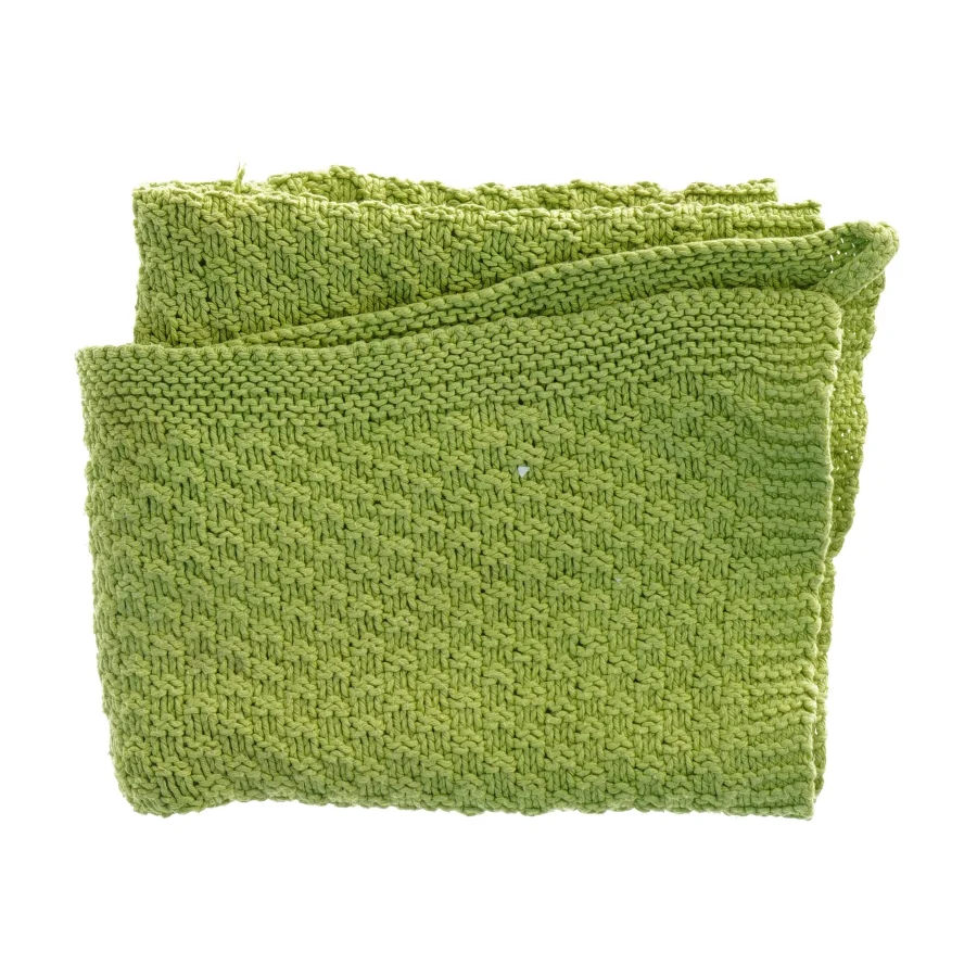 Grønt strikket tæppe (str. 64 x 36 cm)