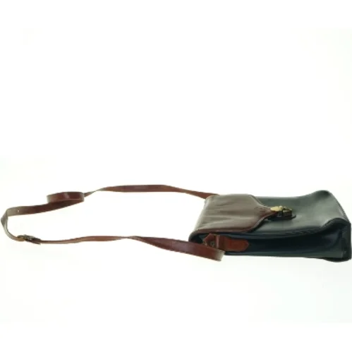 Vintage Tofarvet Læder Crossbody Skulder Taske fra Eros (str. 23 x 23 cm)