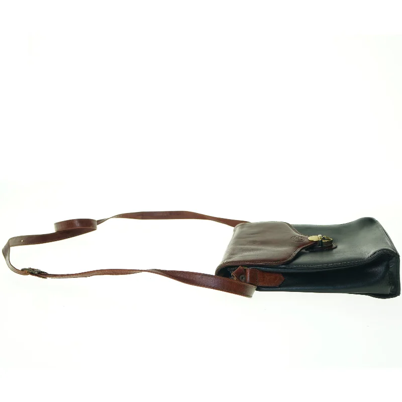 Vintage Tofarvet Læder Crossbody Skulder Taske fra Eros (str. 23 x 23 cm)