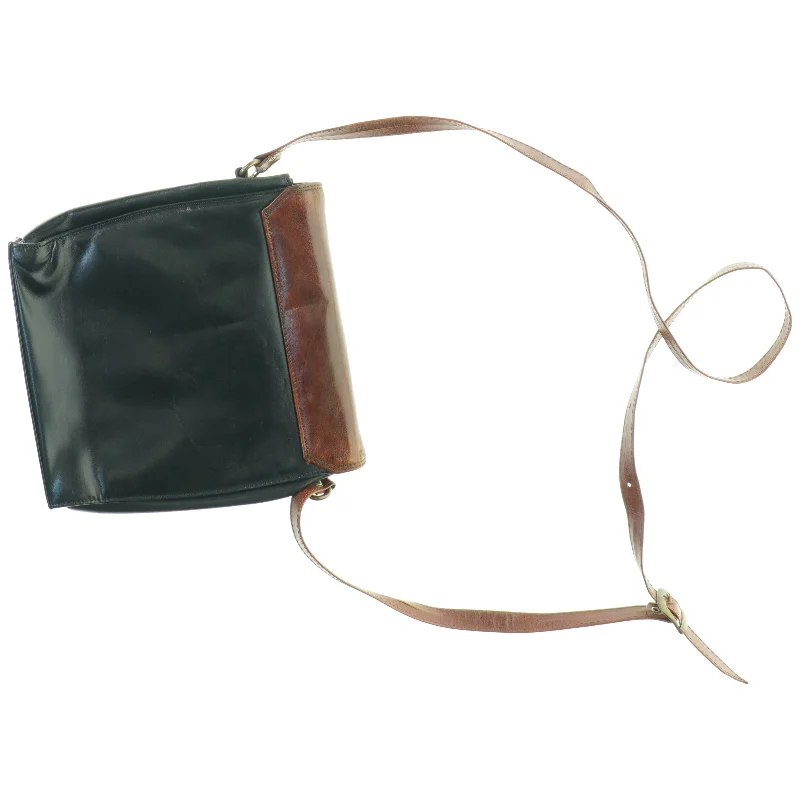 Vintage Tofarvet Læder Crossbody Skulder Taske fra Eros (str. 23 x 23 cm)