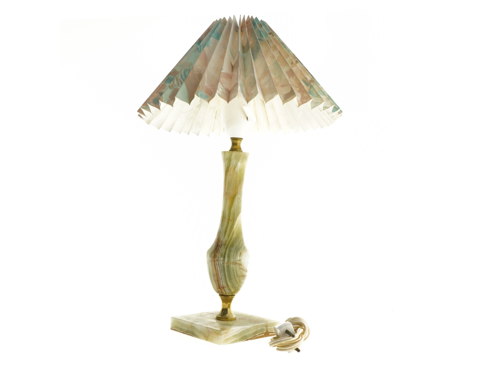 Bordlampe i Onyx Marmor med plisseret skærm (str. 40 x 25 cm)