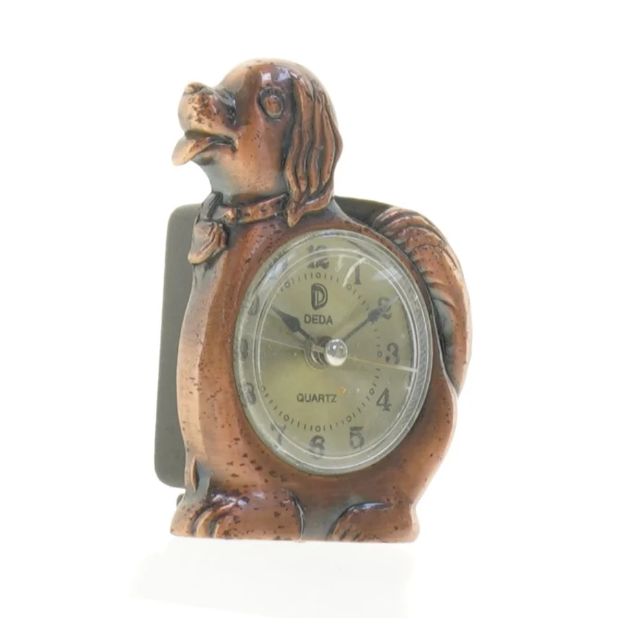 Vintage Kobber Hunde Ur (str. 10 x 8 x 3 cm)