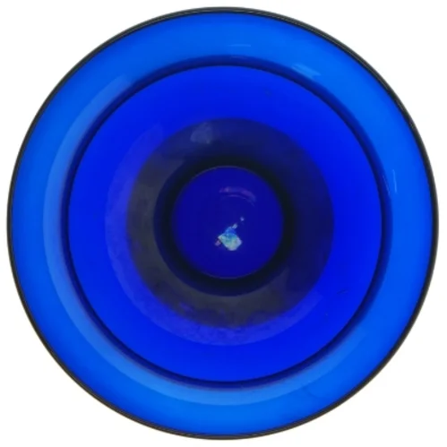 Blå glasvase skål (str. Ø. 16,5 cm. længde. 16 cm)
