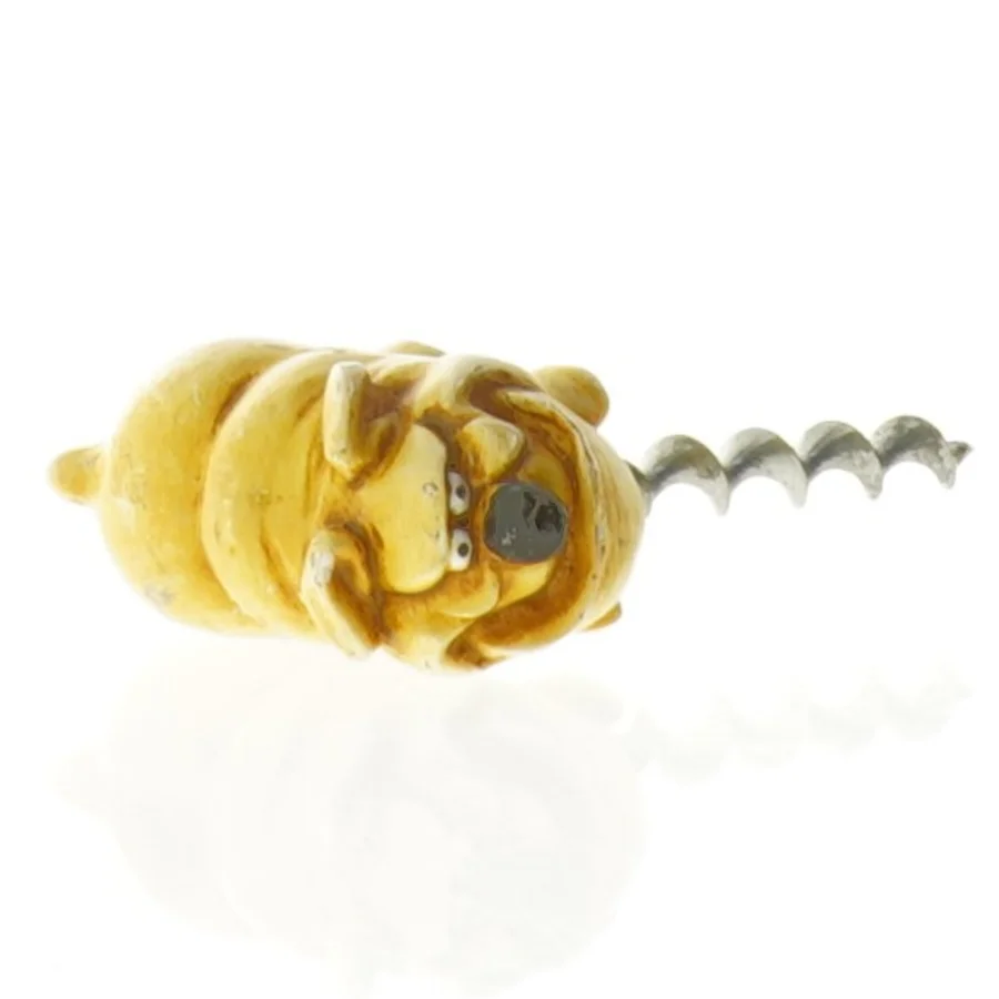 Vinoptrækker med bulldog hundefigur (str. 9 x 6 cm)