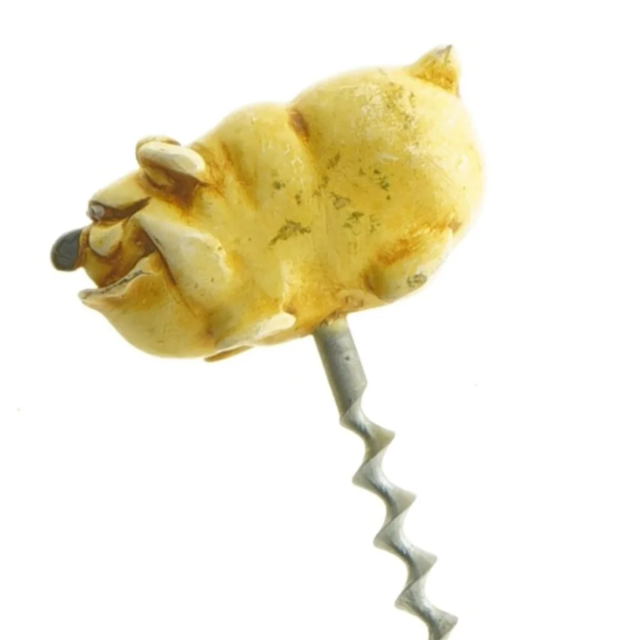Vinoptrækker med bulldog hundefigur (str. 9 x 6 cm)