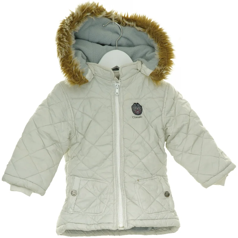 Varm jakke med aftagelig hætteog pelskant (str. 92 cm)