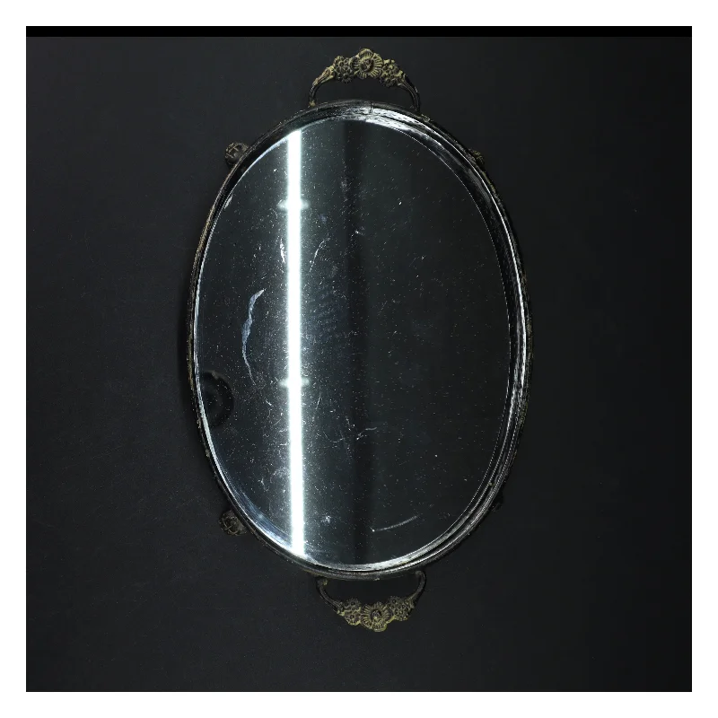 Vintage spejl bakke (str. 27 x. 19,5 cm)