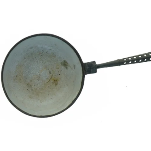 Gammel emaljeret støbejerns stegepande kasserolle (str. 21 x 40 x 7 cm)