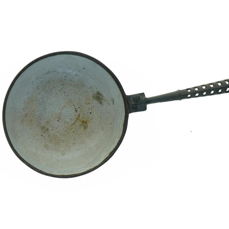 Gammel emaljeret støbejerns stegepande kasserolle (str. 21 x 40 x 7 cm)