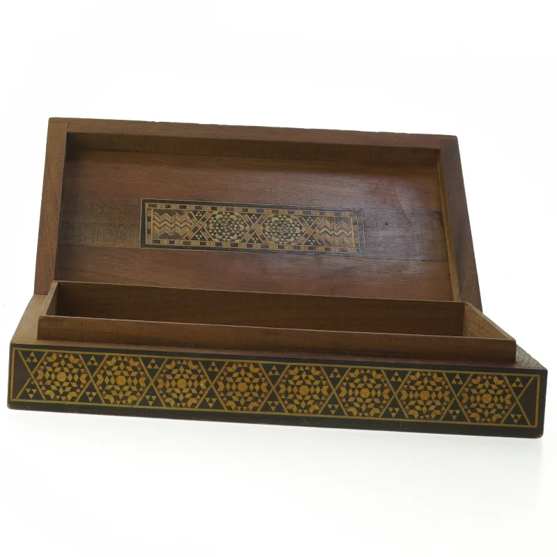 Dekorativ Intarsia trækasse (str. 23x13 cm)