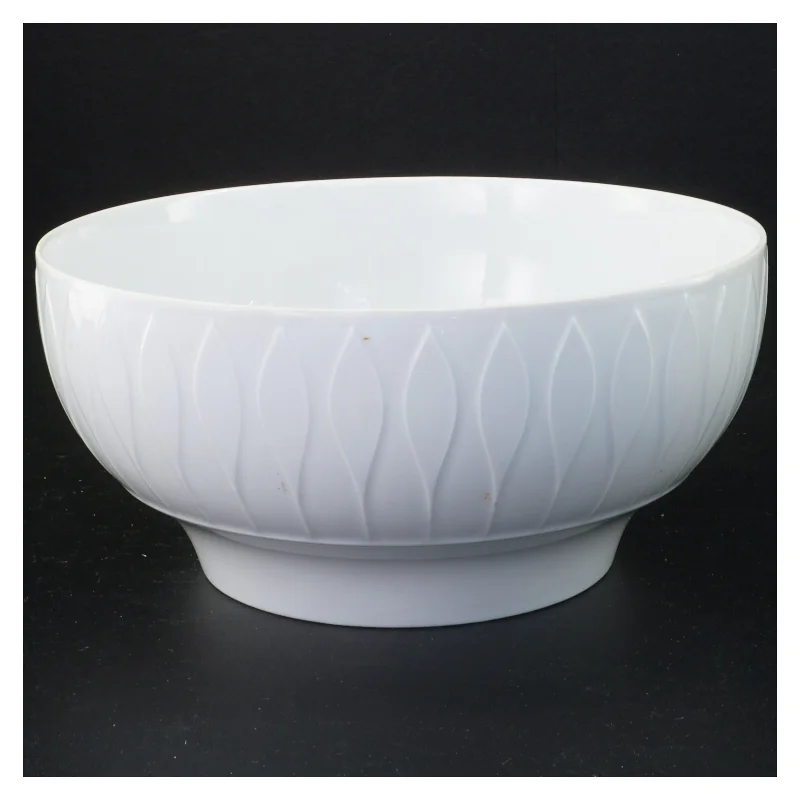 Tysk Hvid Porcelæn skål med Lancet Relief mønster(str. 20,5 x 9,5 cm)