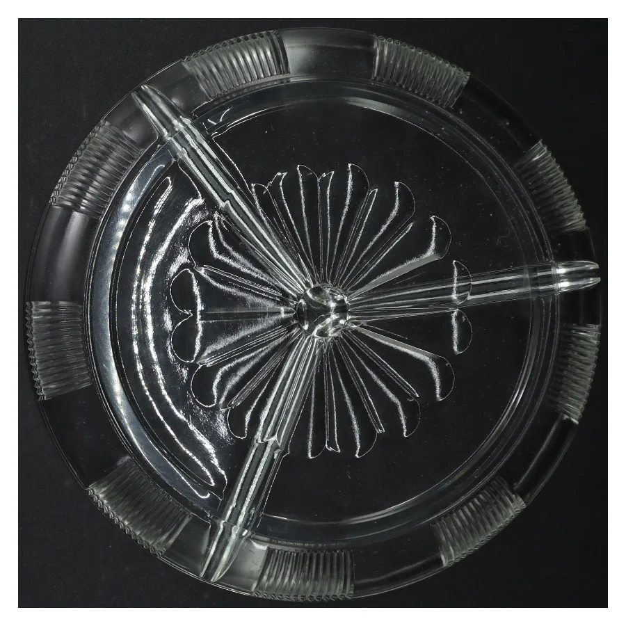 Antikt Tredelt Glas Serveringsfad 