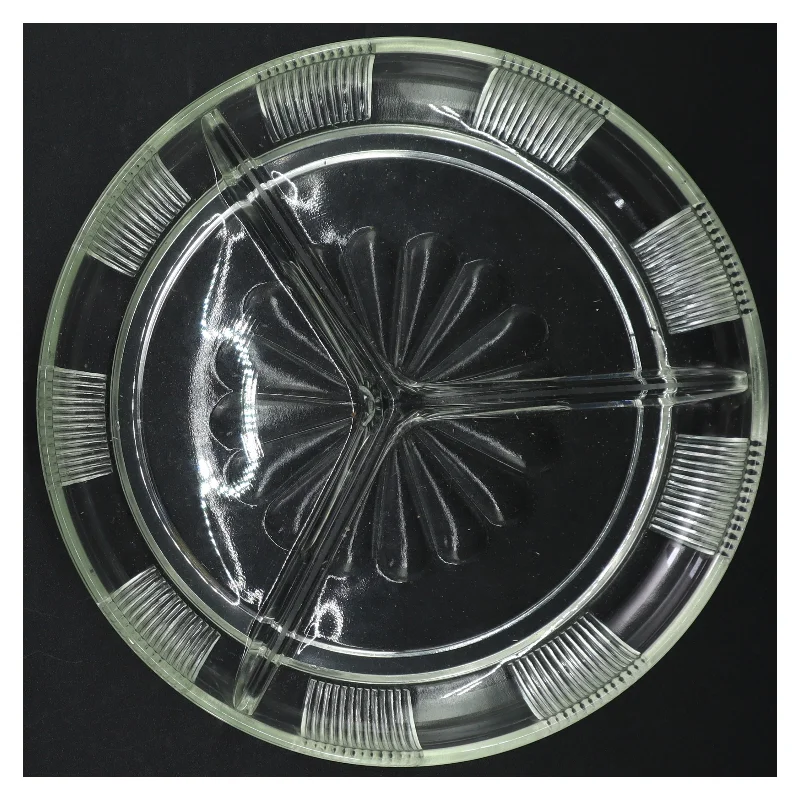 Antikt Tredelt Glas Serveringsfad 
